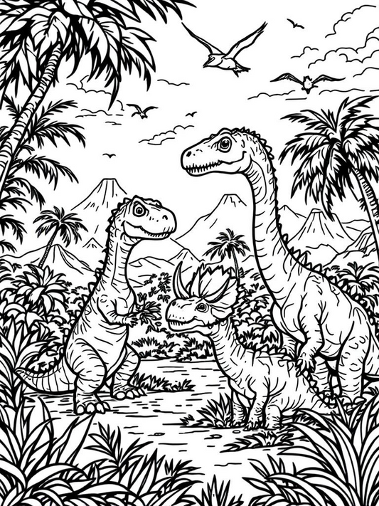 Dinosaur printable or digital coloring books