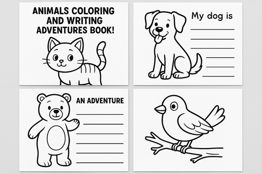 Multiple pages from animals coloring book